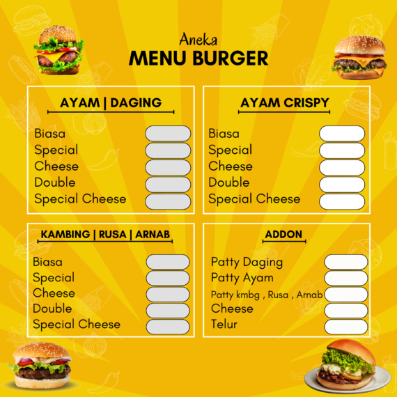 Print Sticker Menu Burger ( Basic Menu ) Harga Kilang Rm3.50 Sekaki - Image 10