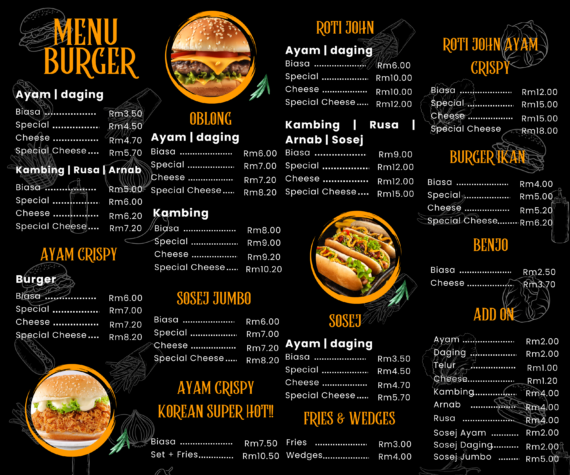 Menu Burger | Roti John | Oblong