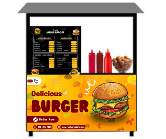Print Sticker Stall Burger  Harga Kilang Rm3.50 Sekaki - Image 2