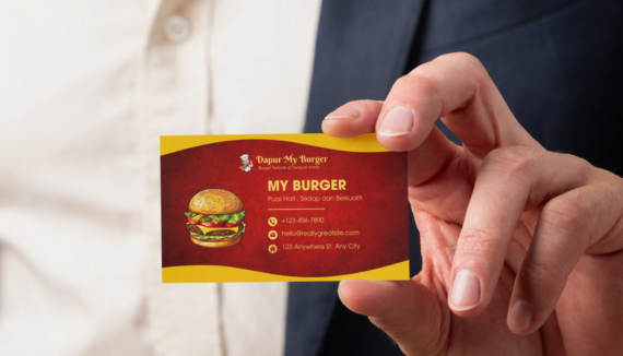 Business Card & Loyalty Card (Red and Yellow Modern Burger Business Card ) - Image 3